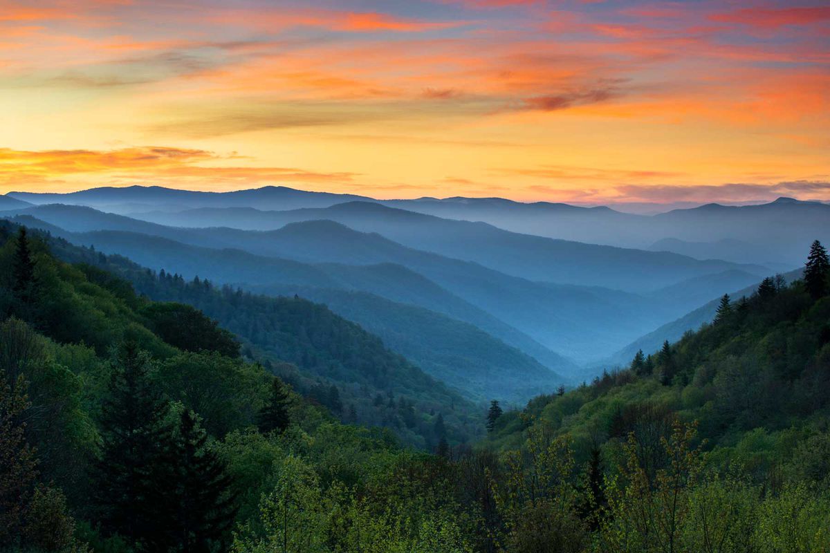 Sunrise Landscape Great Smoky Mountains National Park Gatlinburg, TN