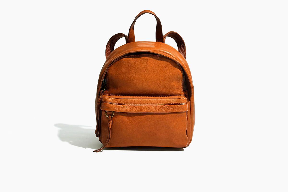 Brown leather mini backpack
