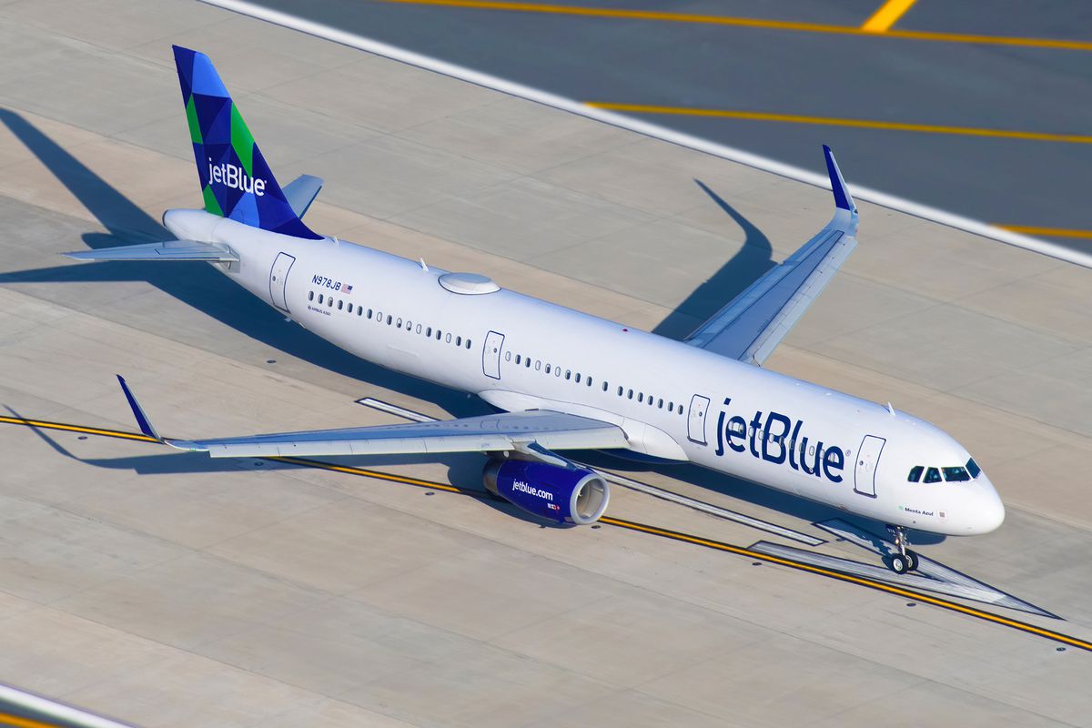 JetBlue Airways Passenger Airplane Taxiing to Gate After Arriving at John F. Kennedy International Airport