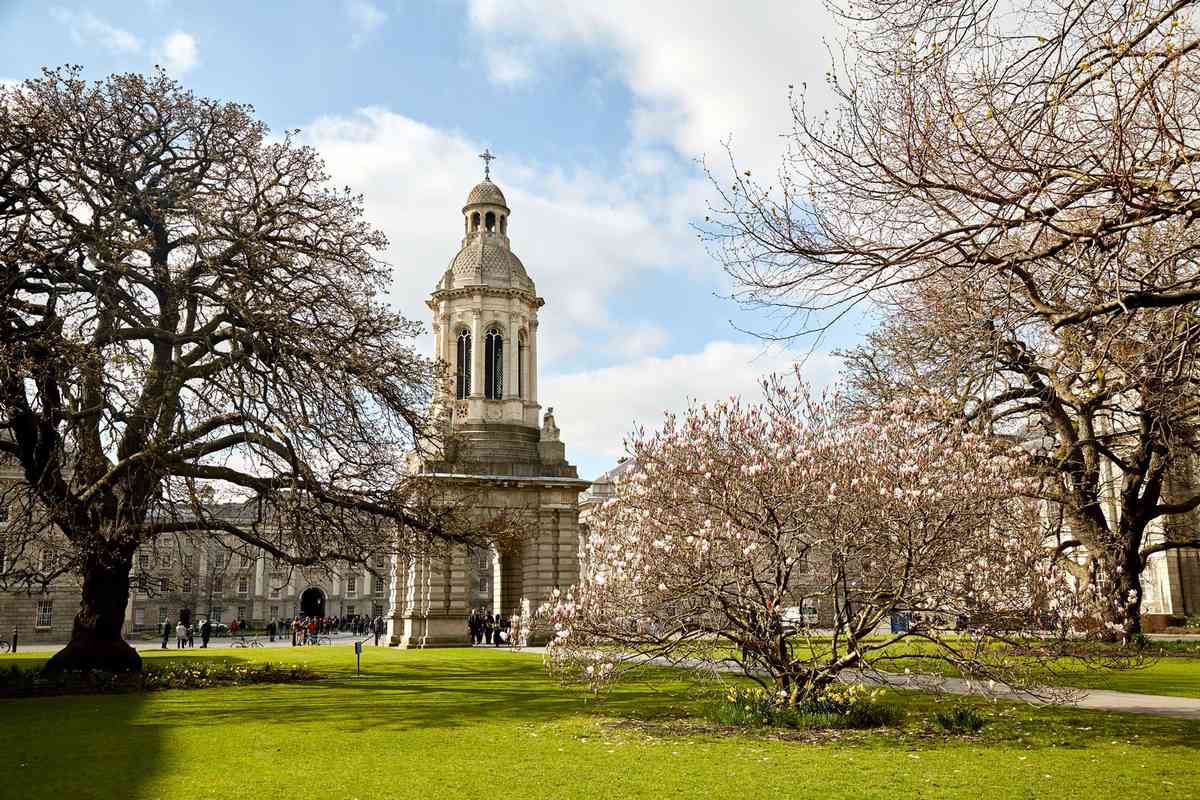 Trinity College, Dublin City, Ireland on a spring day