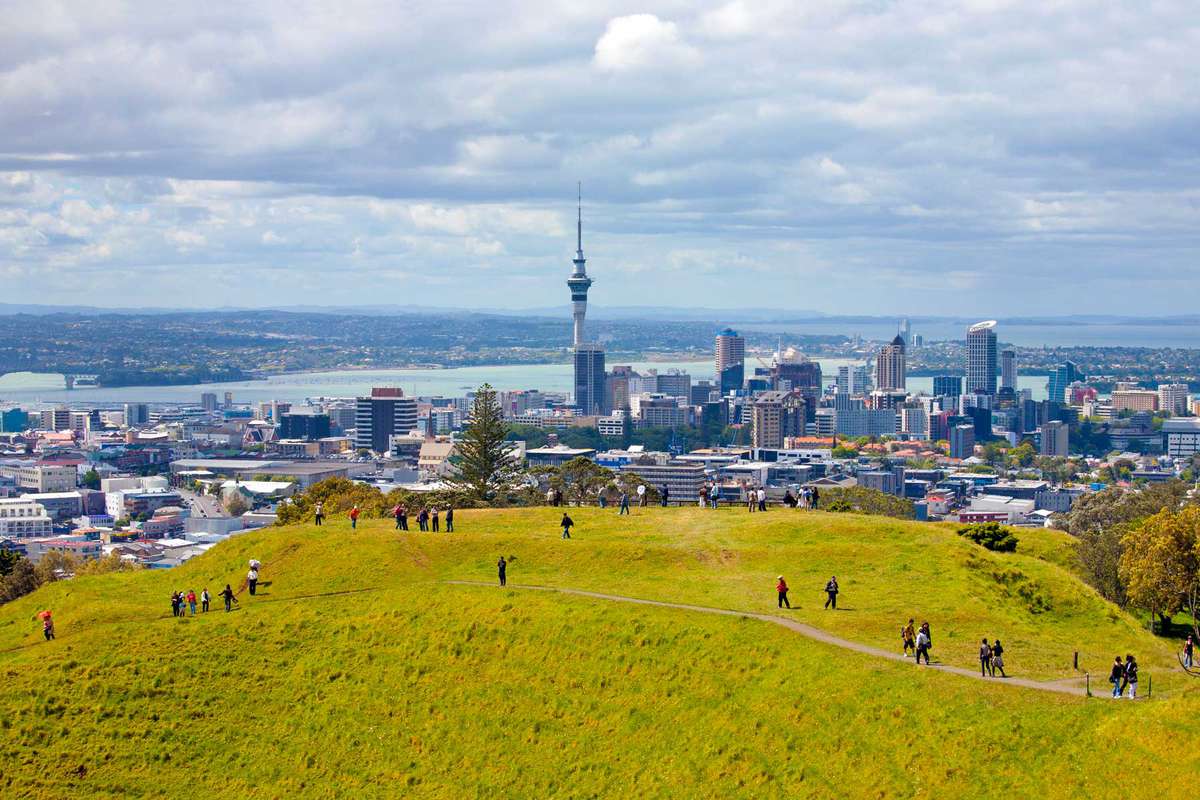 View of Auckland, New Zealand from nearby Mount Eden