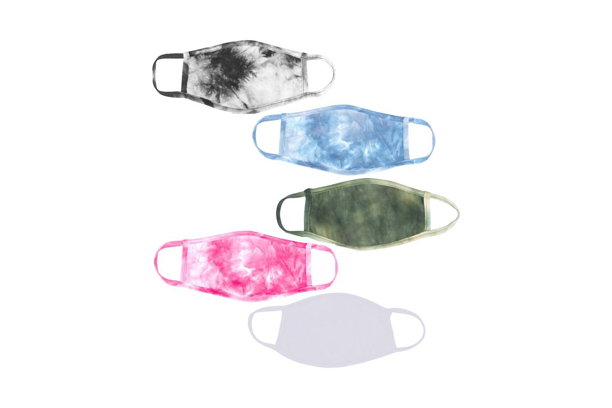 Set of multi-colored tie-dye face masks