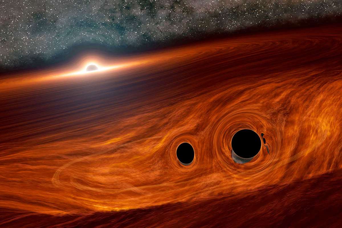 An artist's concept shows a supermassive black hole surrounded by a disk of gas