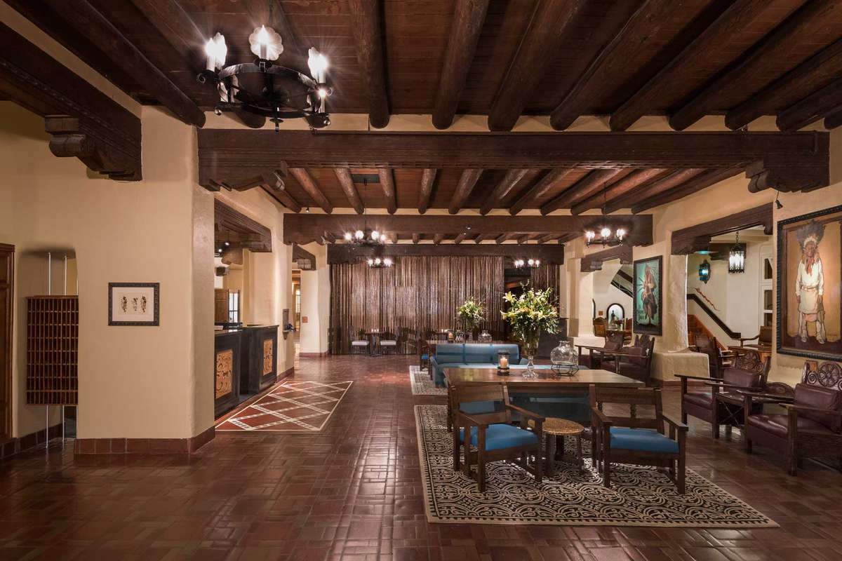 Lobby rendering of La Fonda on the Plaza hotel in Santa Fe