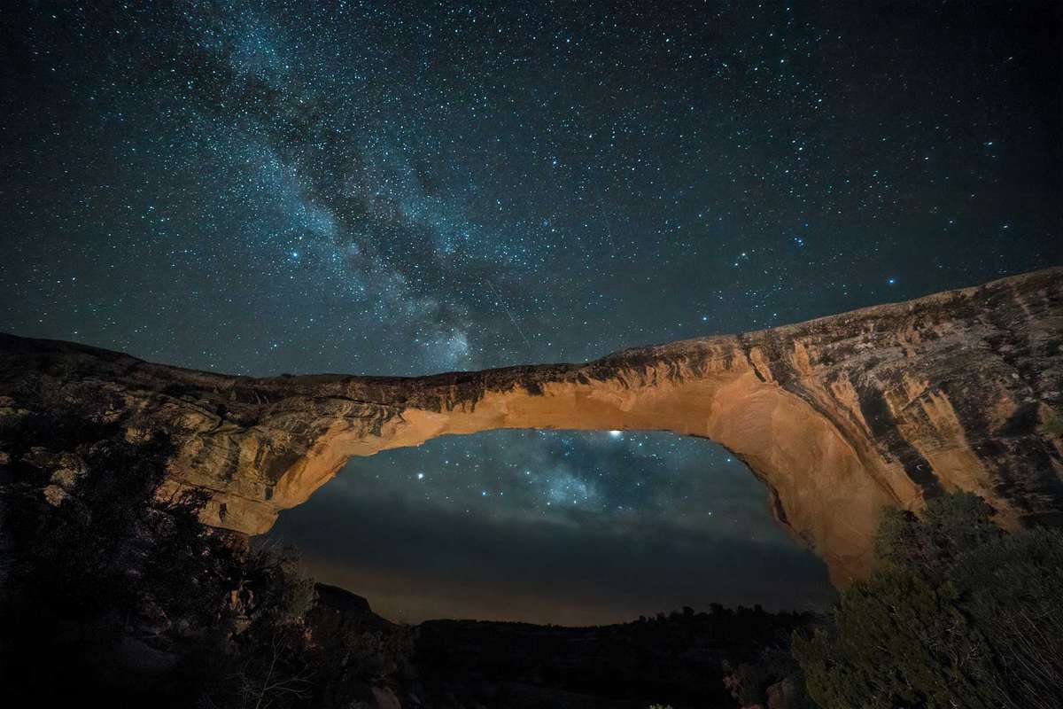 The Owachomo Natural Bridge spans 180 feet, and stands at a height of 106 feet.