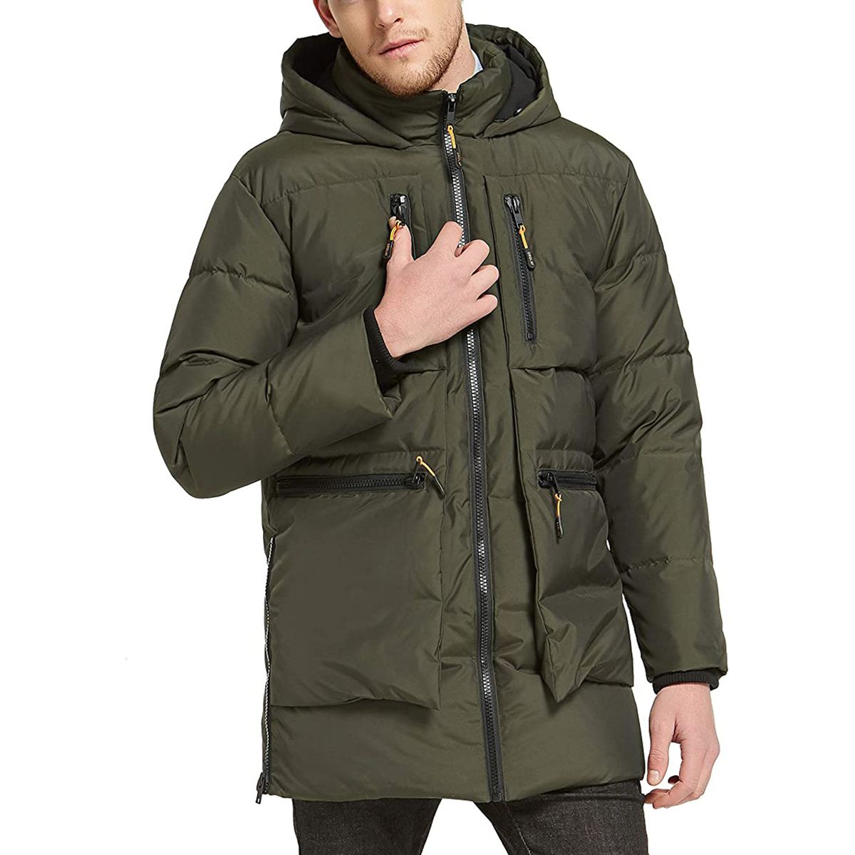 Lisin Mens Autumn Winter New Pure Color Two Piece Outdoor Outfit Windbreak Warm Coat