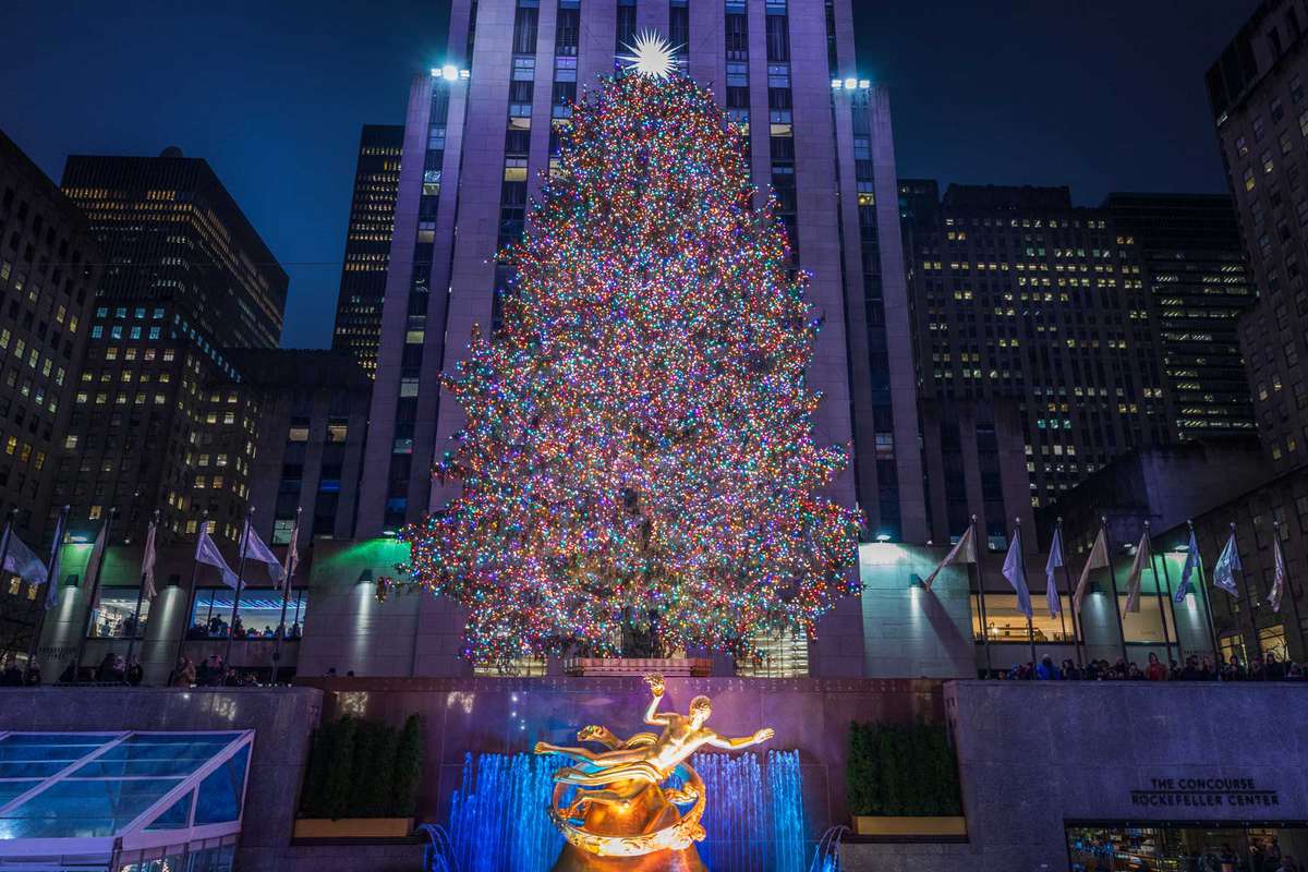 Christmas tree and ice skating at Rockefeller Center in New York City