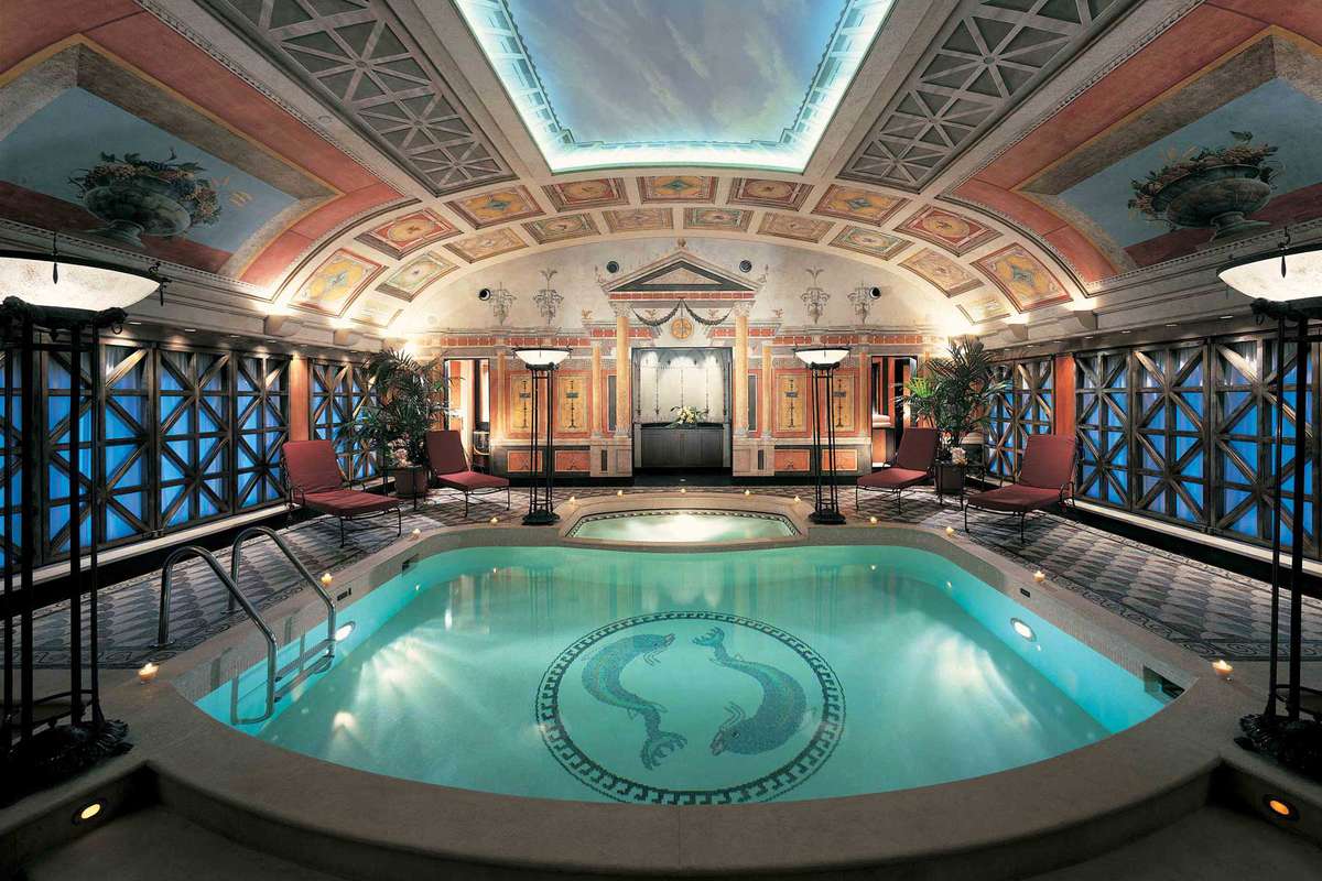 Principe di Savoia's Presidential Suite pool shown with wide angle lens