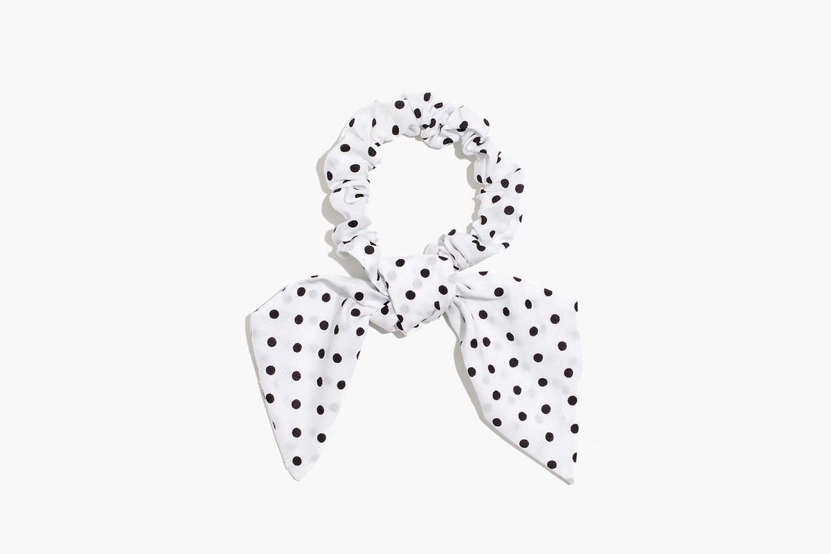 Madewell black and white polka dot scrunchie
