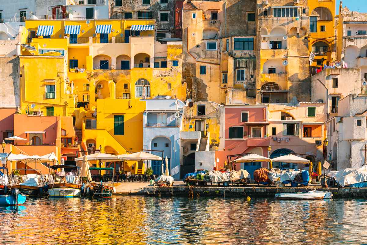 The colorful houses in La Corricella district, Procida island, Italy