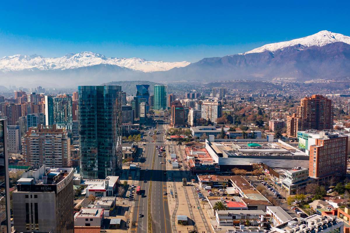 Aerial view of a street in Santiago