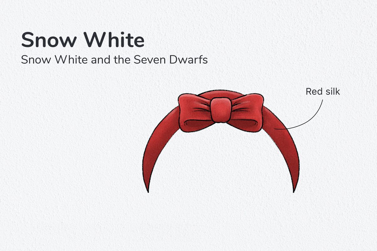 Illustration of Snow White's red silk headband