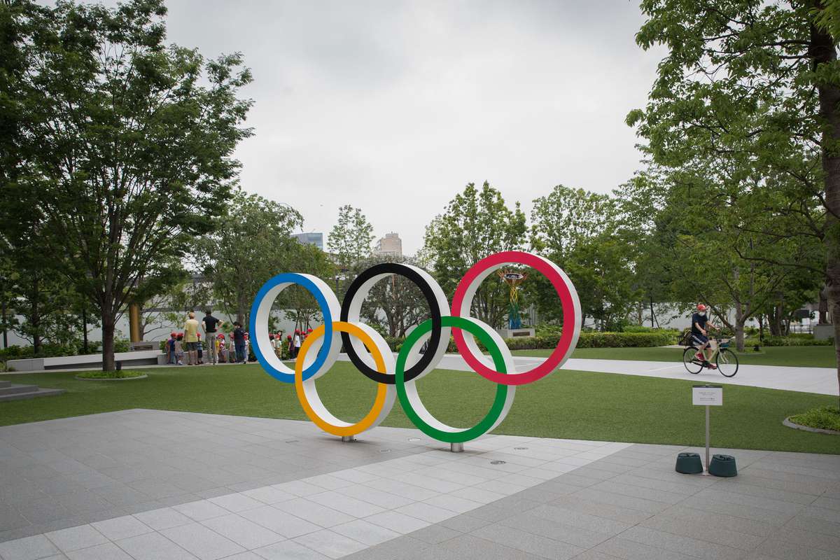 Olympic Rings in front of Japan Olympic Museum