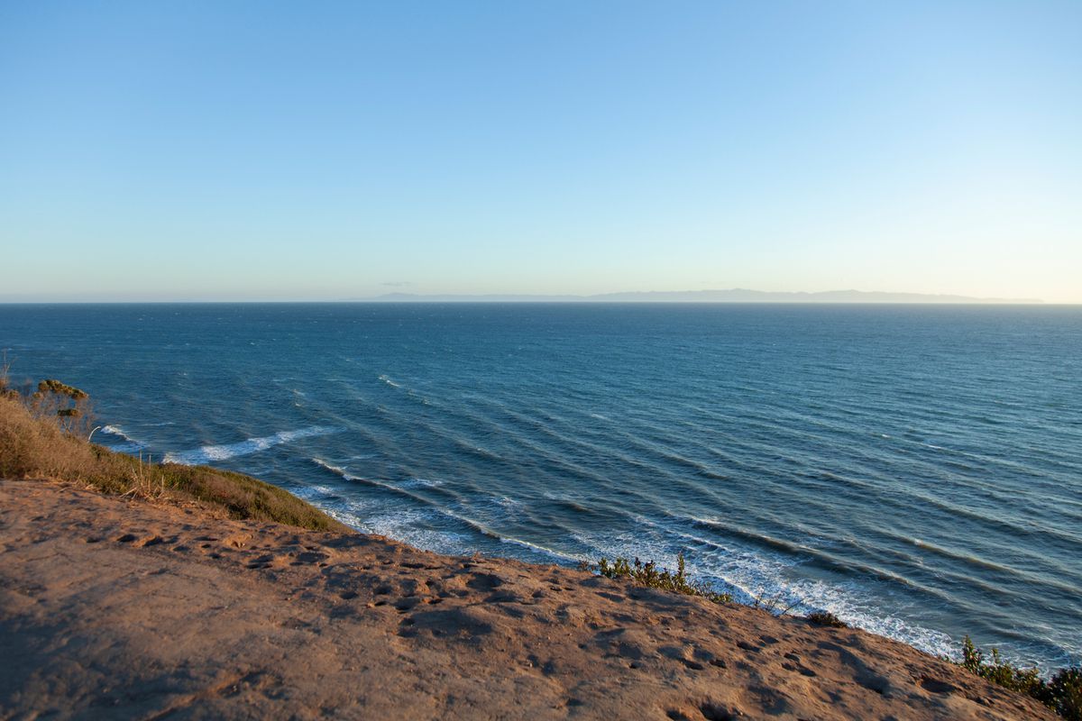 View of the Pacific Ocean from a cliff at Douglas Nature Preserve in Santa Barbara