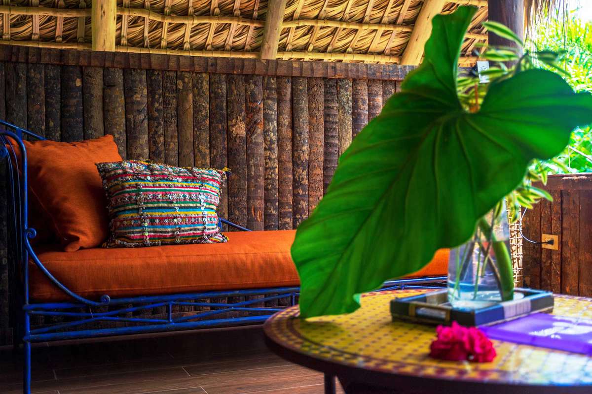Colorful interior of a bungalow at the Casa El Paraiso resort in the Dominican Republic