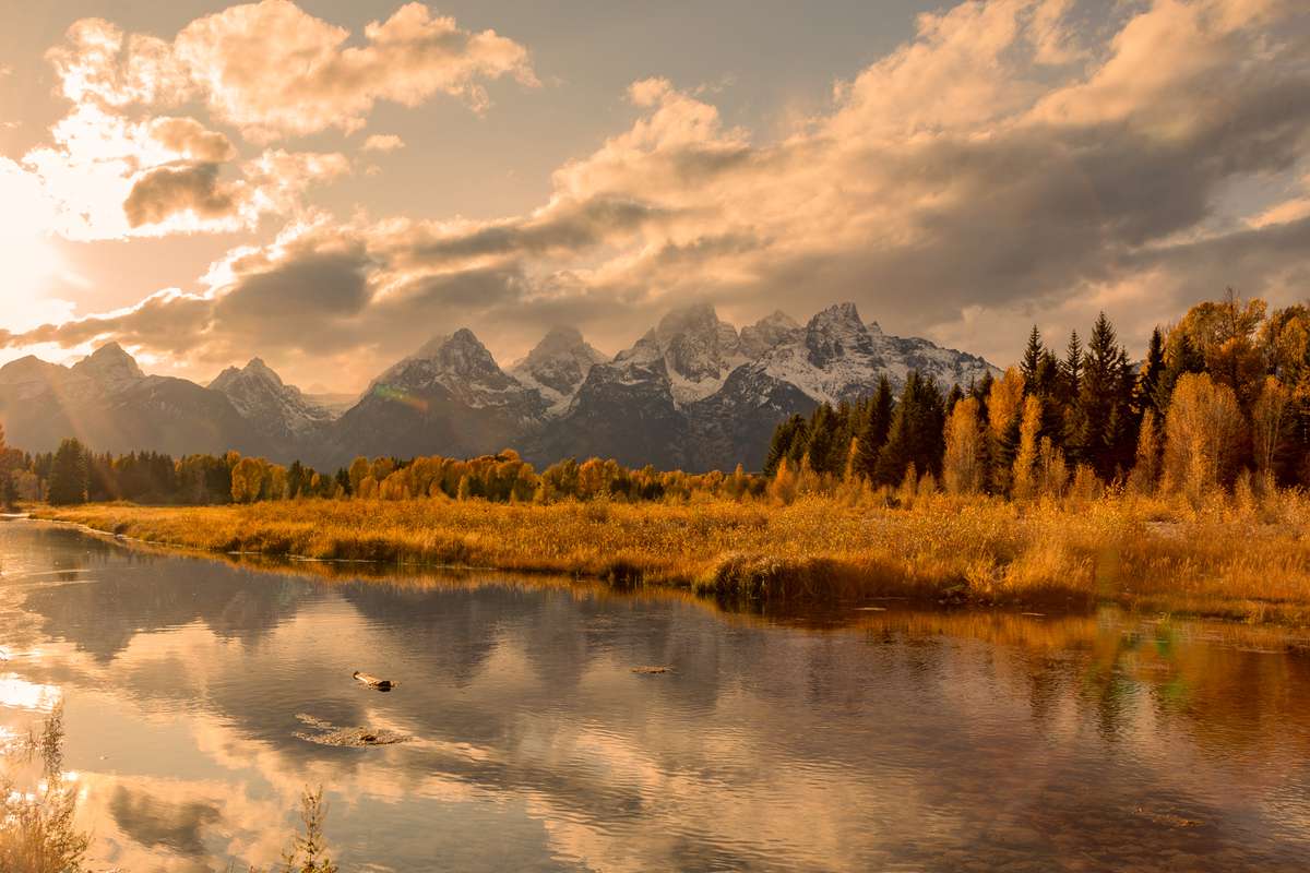 Sunset on the Grand Tetons in Wyoming