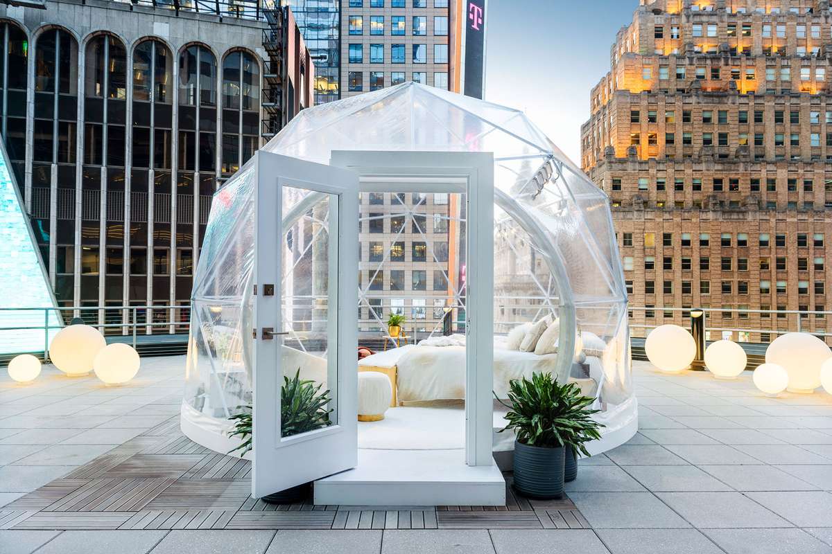 bedroom in a dome by Times Square