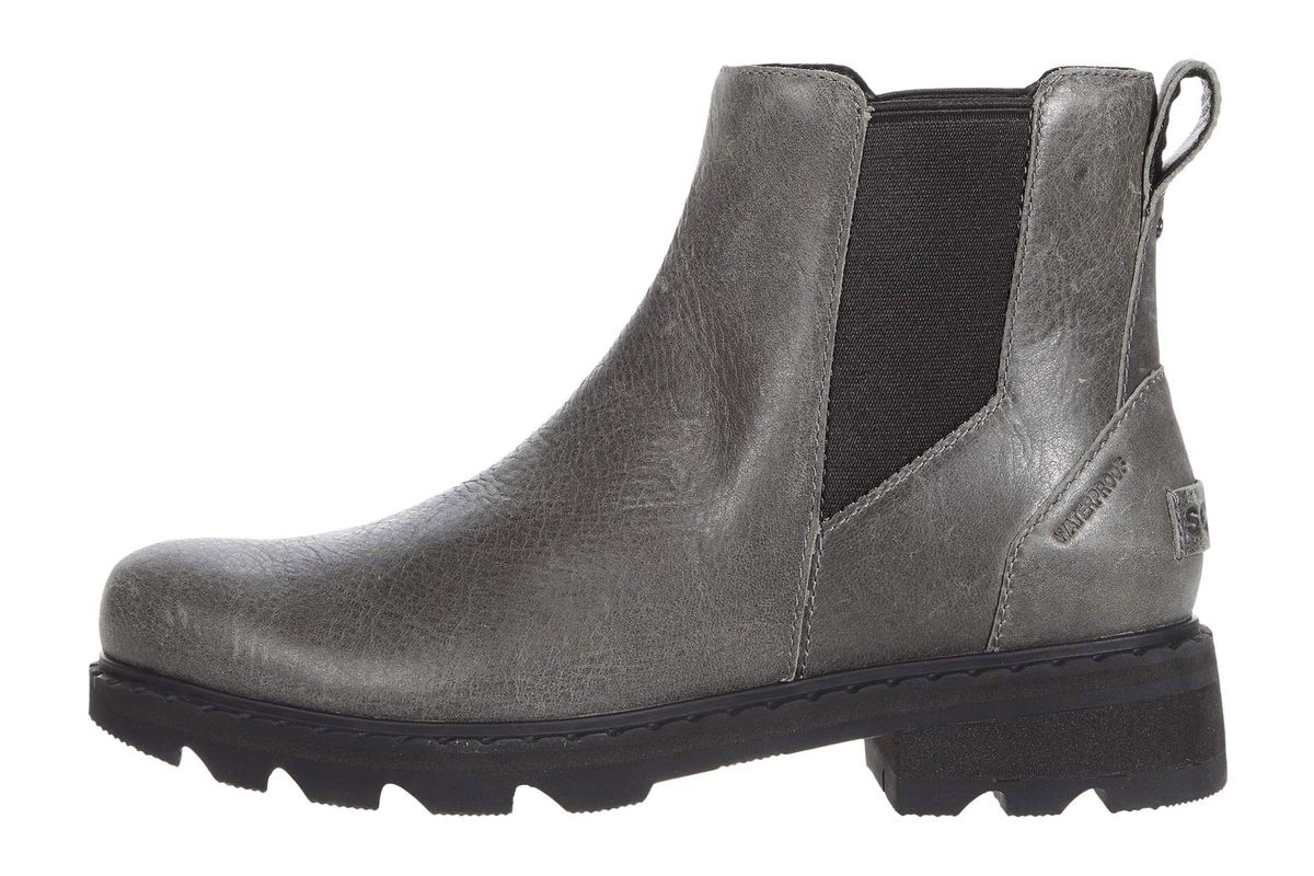 Grey leather ankle boot