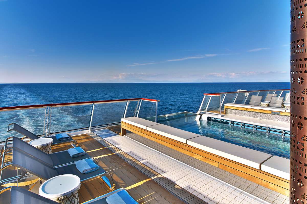 Pool deck on Viking Ocean Cruise Ship