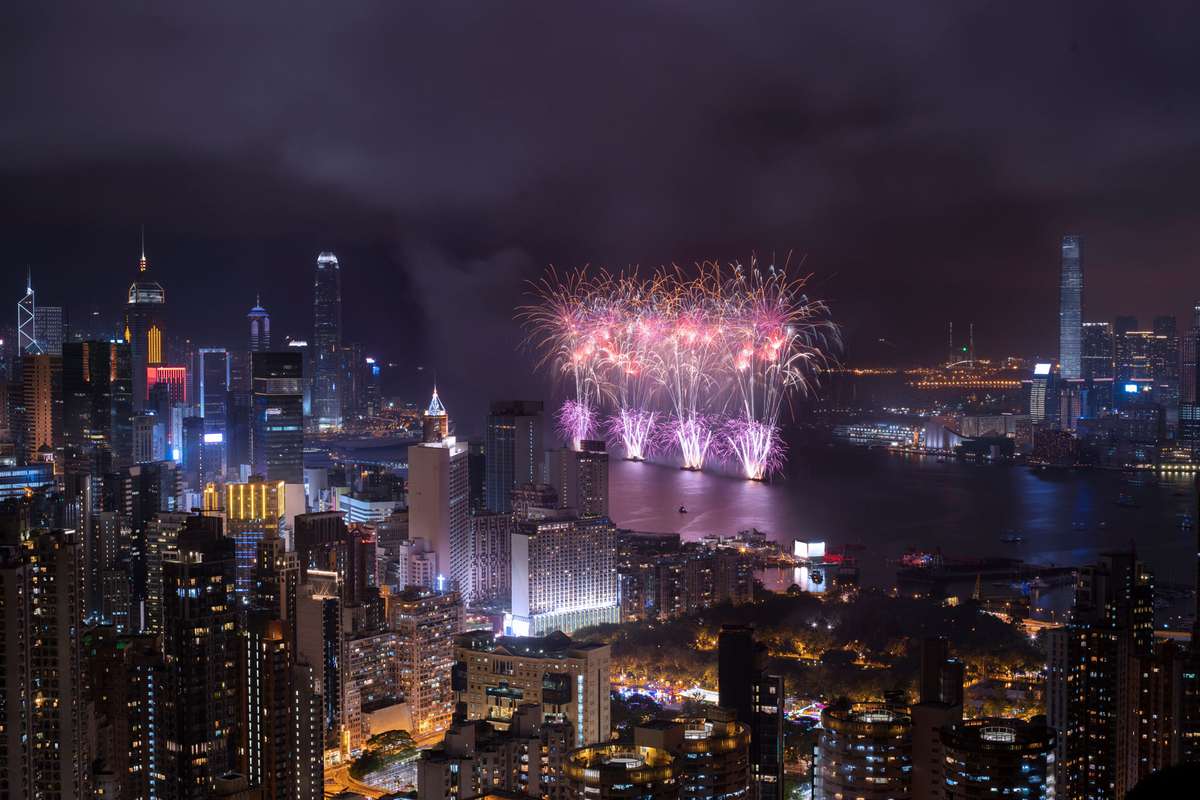 fireworks in Hong Kong