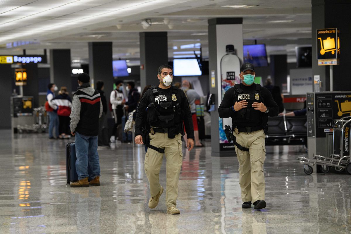 Homeland Security police patrol at Washington's Dulles International Airport in Dulles, Virginia