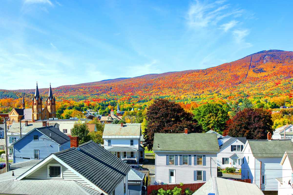 Adams, Massachusetts with Mount Greylock in the background