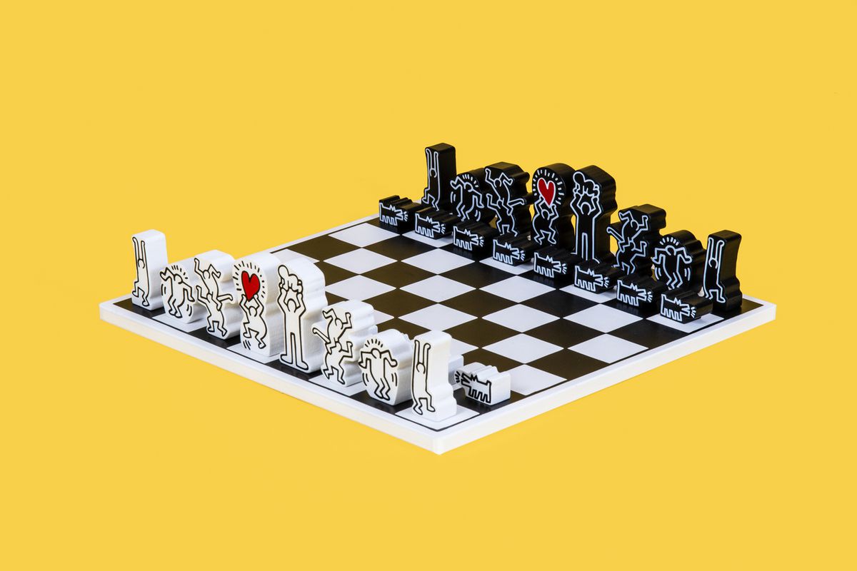A chess set by artist, Keith Haring