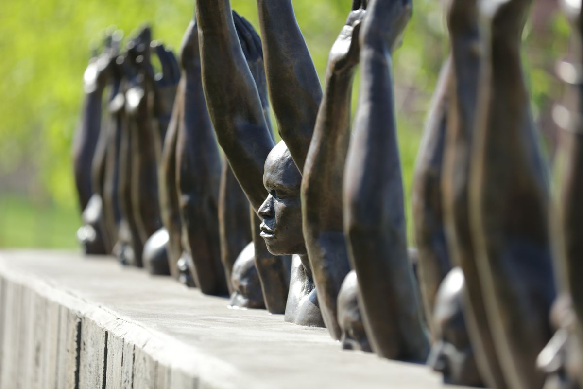 Sculpture of slaves by Hank Willis Thomas in Montgomery, AL