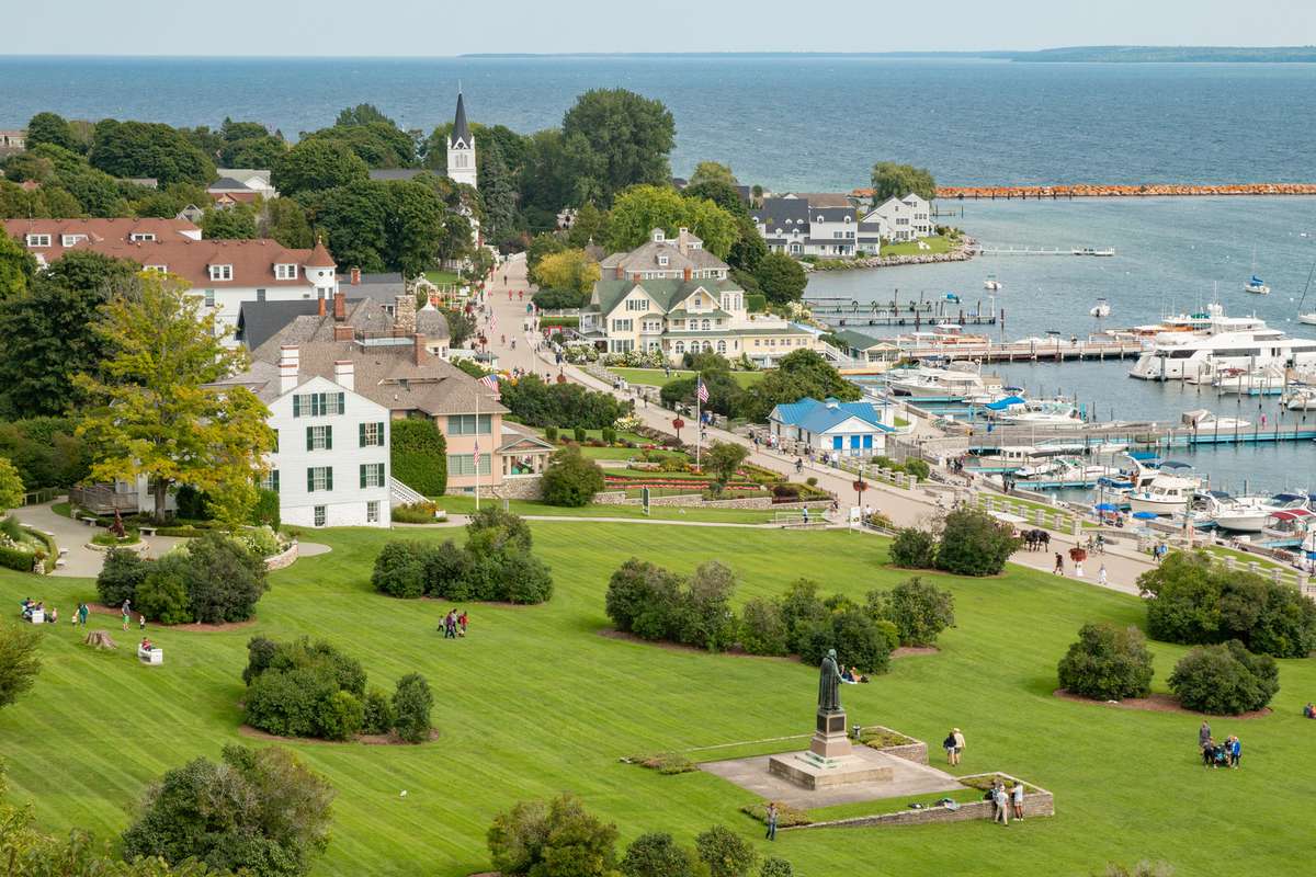 Marquette Park viewed from Fort Mackinac in Mackinac Island, Michigan