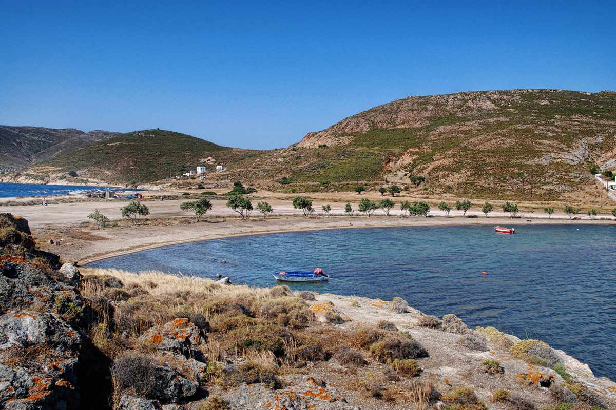 Psili Amos beach on Patmos Island, Greece