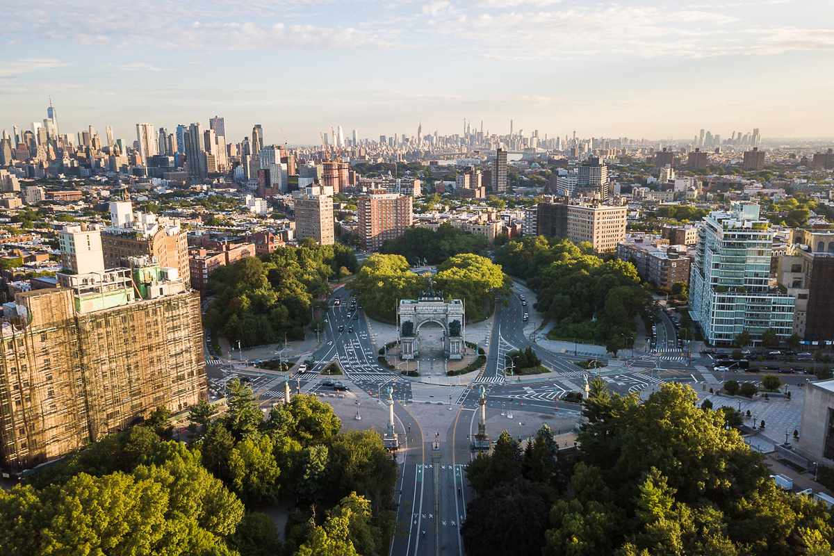 Aerial view of Grand Army Plaza in Brooklyn