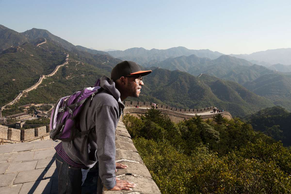 traveler on Great Wall of China