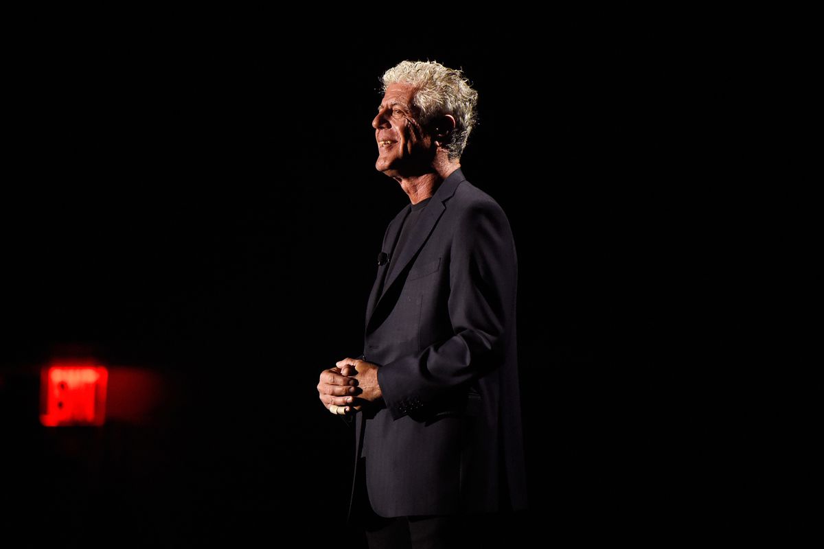 Anthony Bourdain speaks onstage during the Turner Upfront 2017 show at The Theater at Madison Square Garden on May 17, 2017 in New York City.
