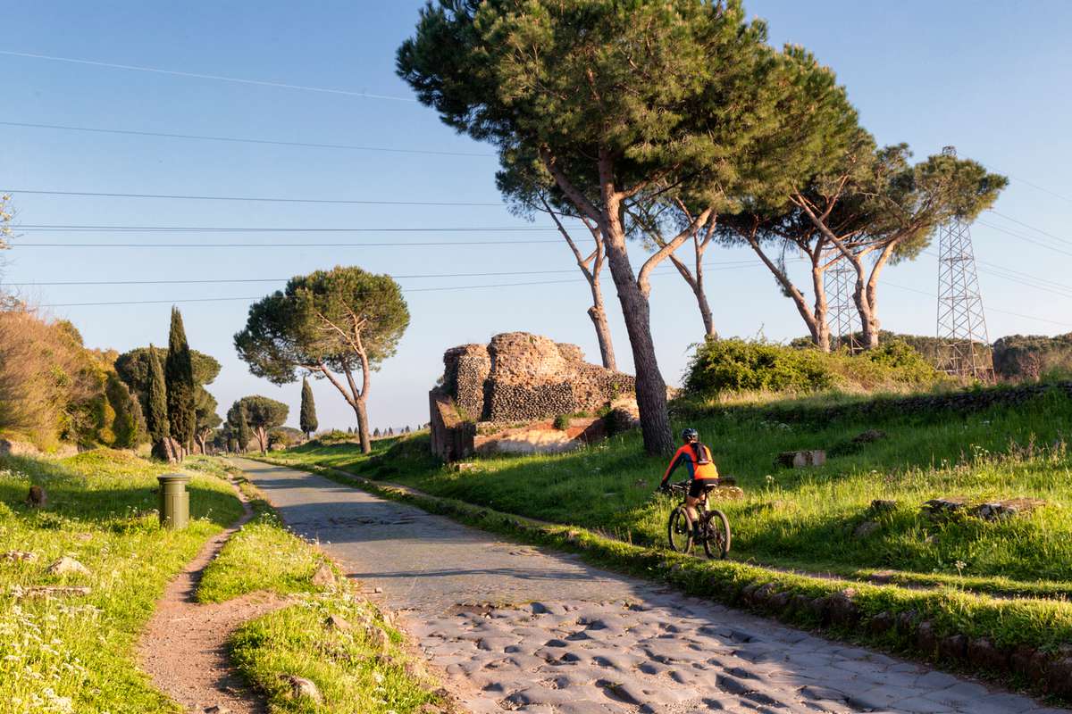 The Appian Way, an walk with bycicle with mausoleum