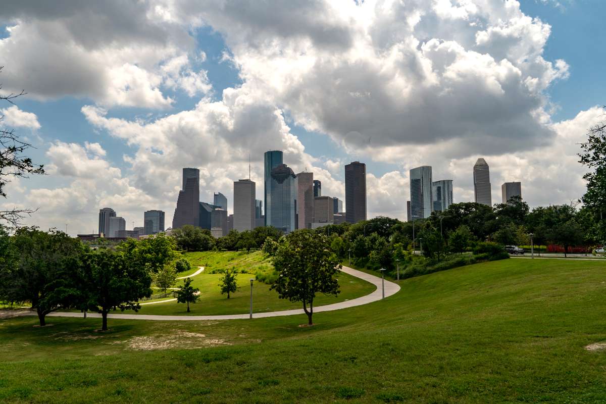 Downtown Houston Skyline Viewed from Eleanor Tinsley and Buffalo Bayou Park