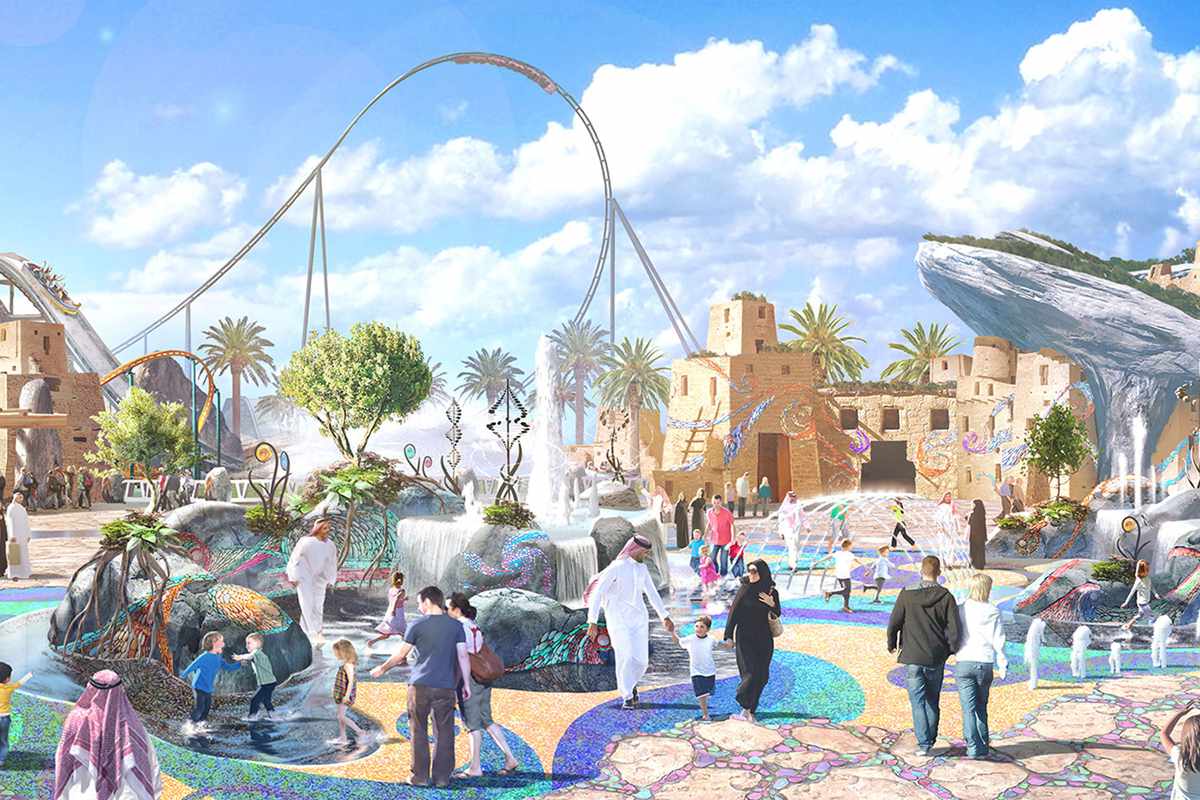 rendering of Six Flags Qiddiya