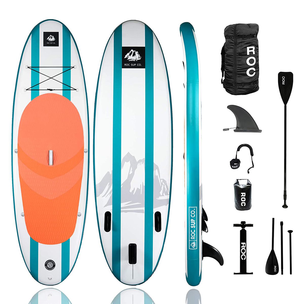 Roc Inflatable Stand Up Paddle Board W Free Premium SUP Accessories