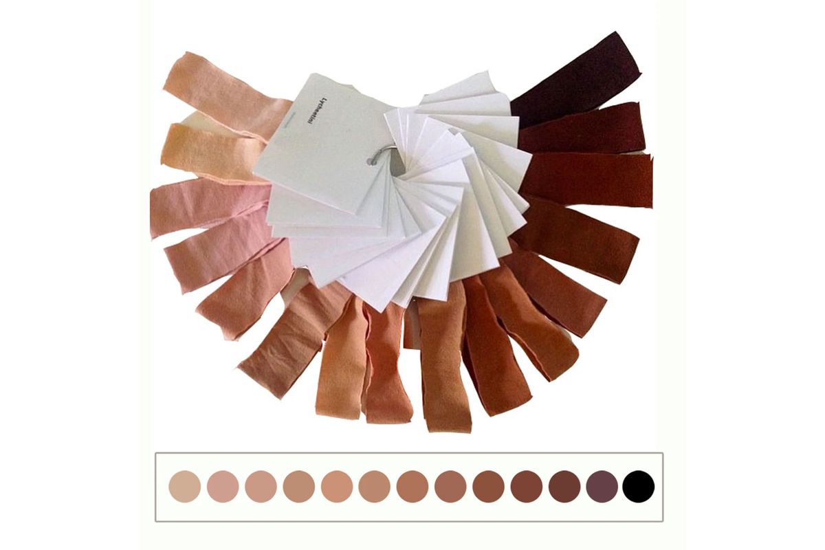 Swatches of different nude colored tights