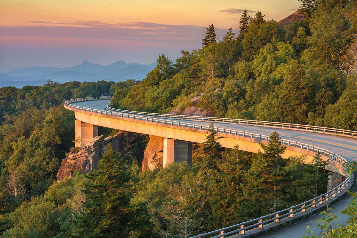 the Lynn Cove viaduct along the Blue Ridge Parkway in North Carolina
