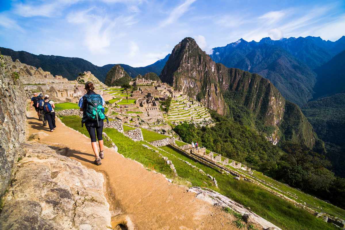 people hiking at Machu Picchu