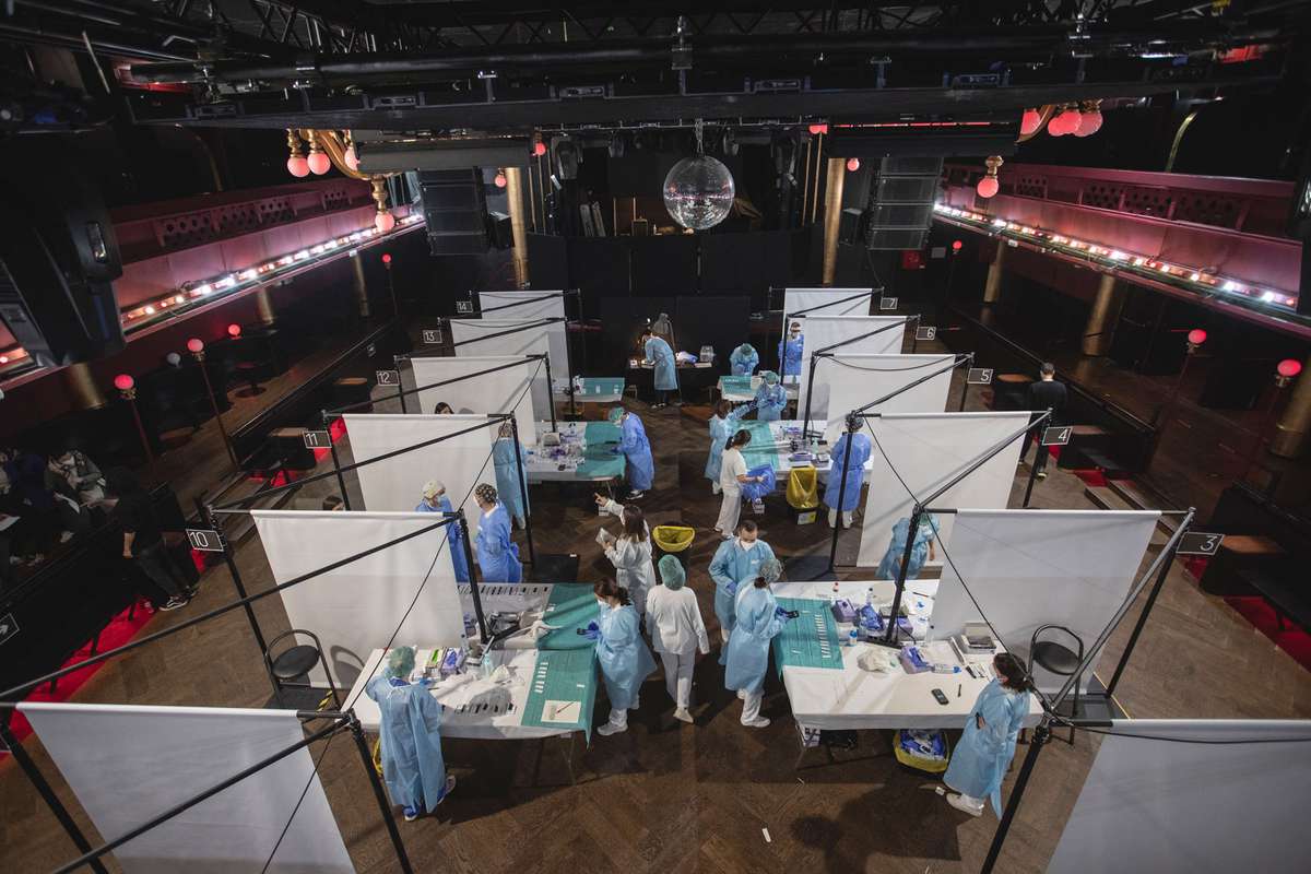 Sala Apolo, where antigen tests for Covid-19 are carried out to the public before attending a concert by Love of Lesbian music band in Barcelona, Spain