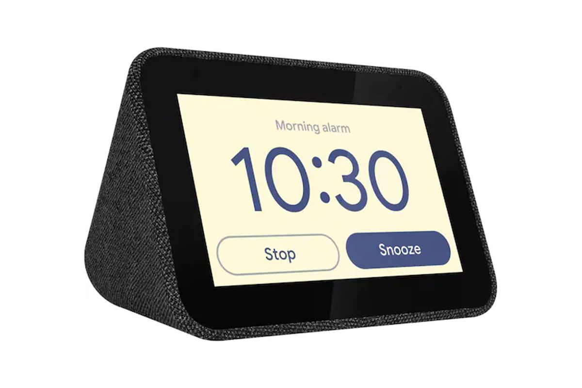 Black alarm clock with screen