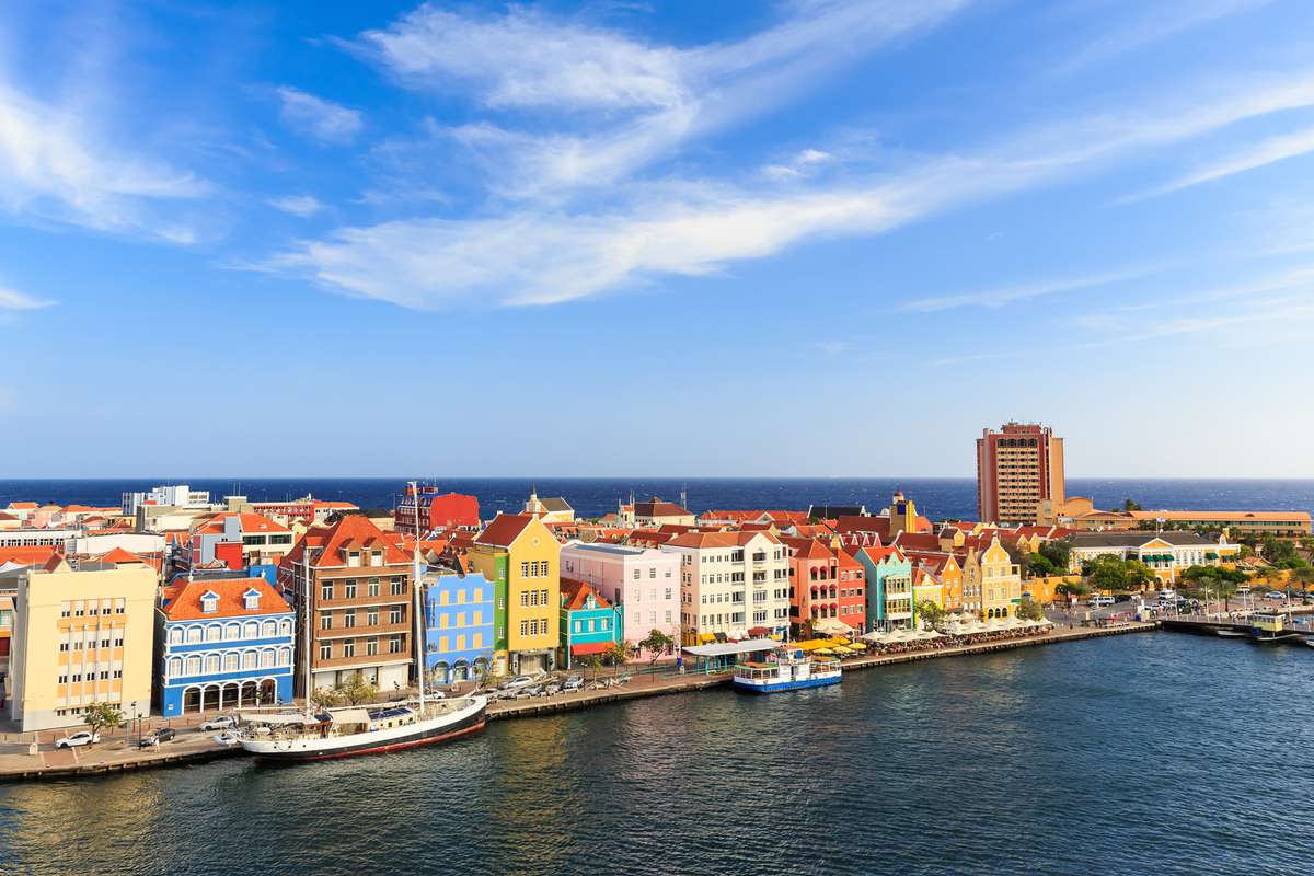 aerial view of colorful homes in Curacao