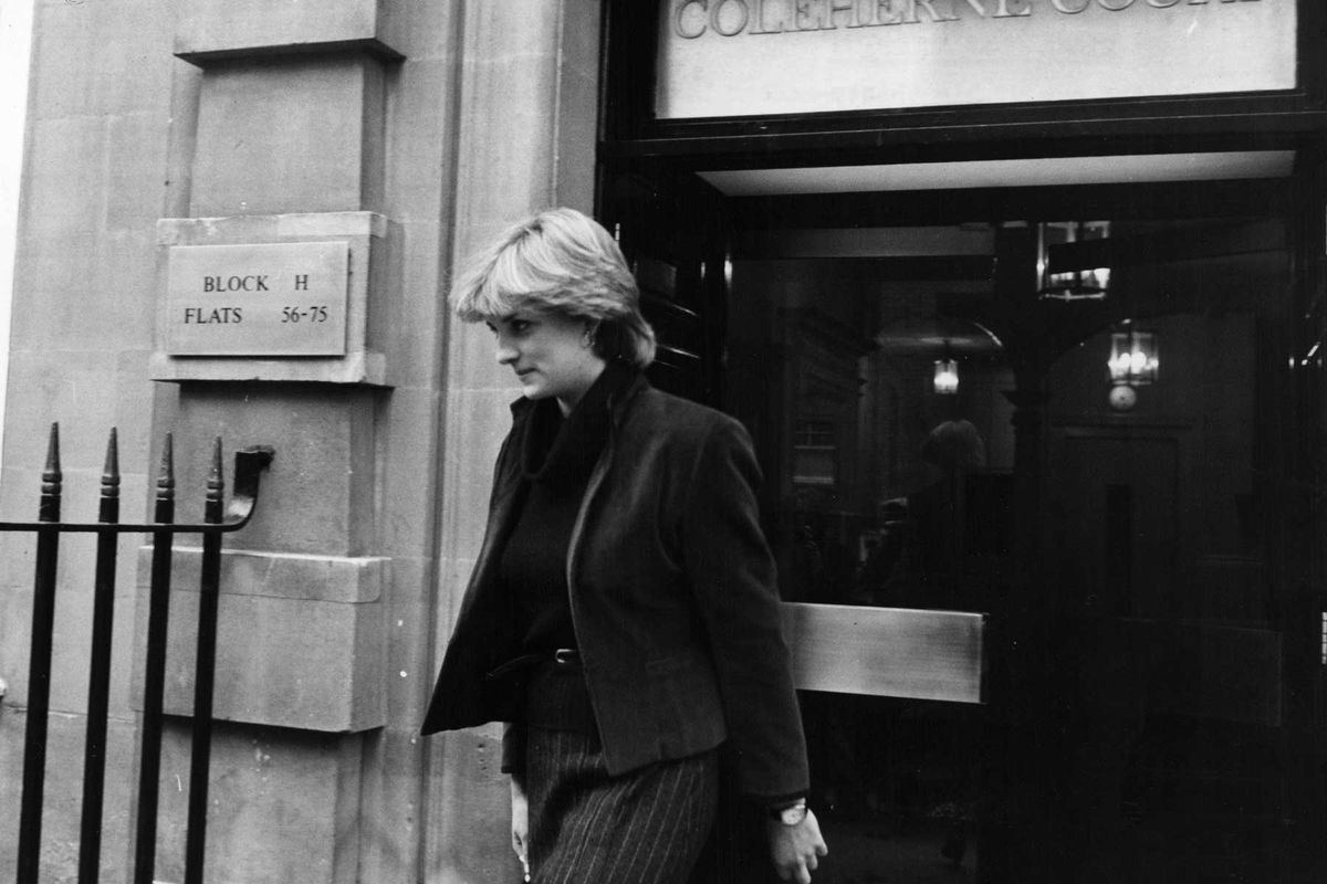 Lady Diana Frances Spencer, later Princess of Wales, leaving her Earls Court flat in London to go shopping.