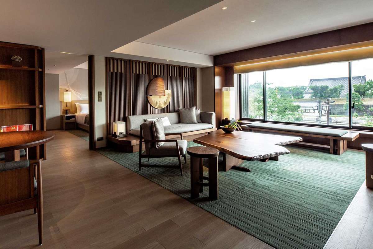 The Nijo suite living room at Hotel the Mitsui, Kyoto