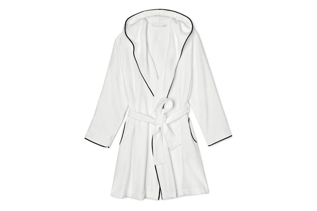 White waffle robe with hood