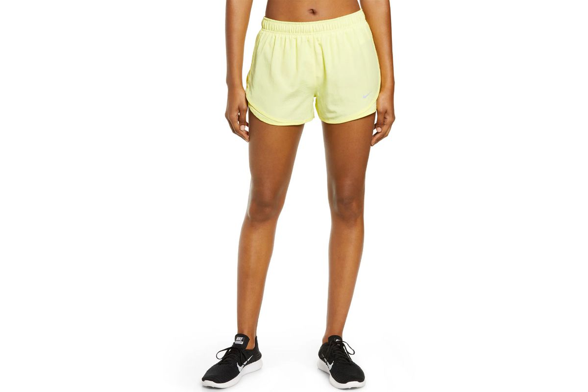 Neon yellow running shorts