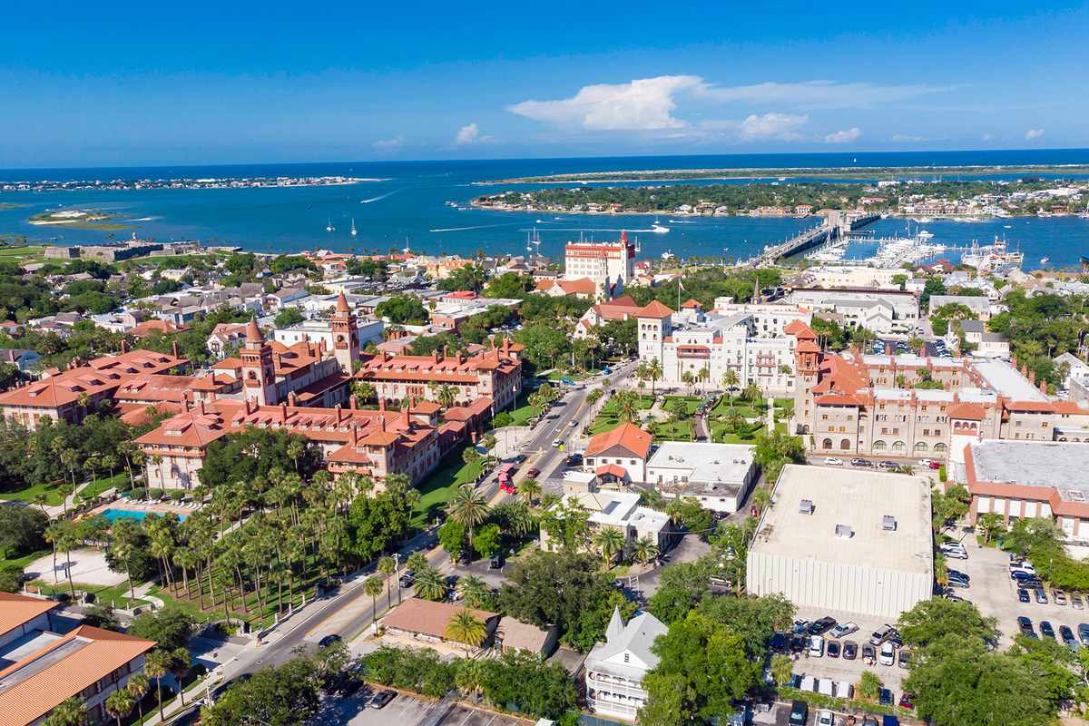Aerial view of historic St. Augustine, Florida