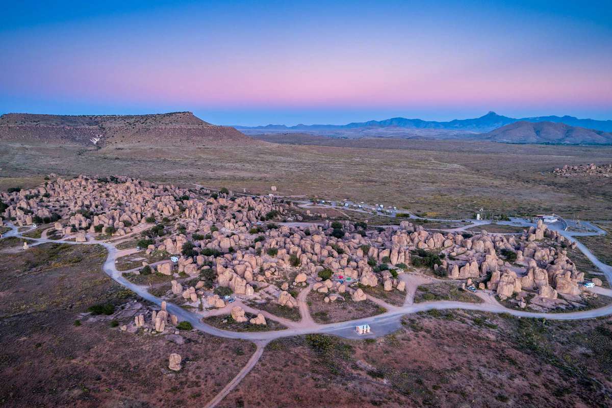Aerial View Of City Of Rocks State Park, Hurley, New Mexico, United States