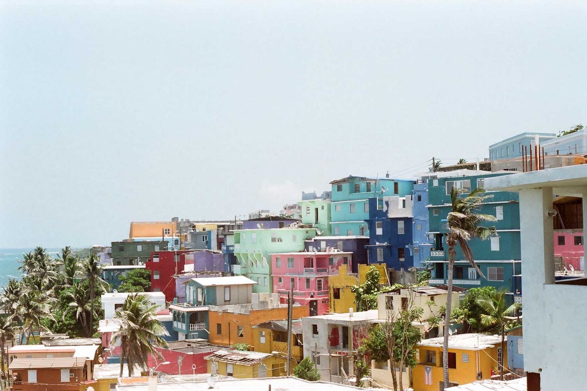 Oceanside view of the town in San Juan, Puerto Rico